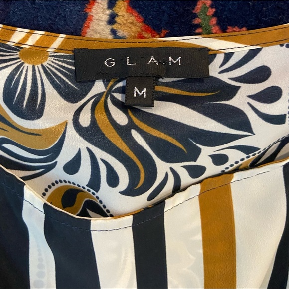 GLAM Tan, Blue & White Dress Size Medium - Picture 3 of 5